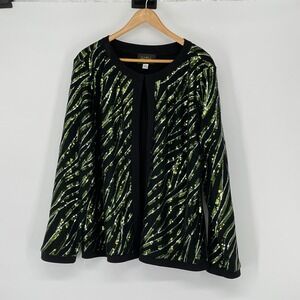 Bob Mackie Black and Green Sequin Cardigan Top